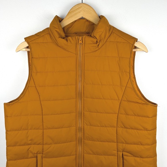 Zenana Outfitters Womens Mustard Yellow Quilted Puffer Vest Zip Front Large - Picture 2 of 11